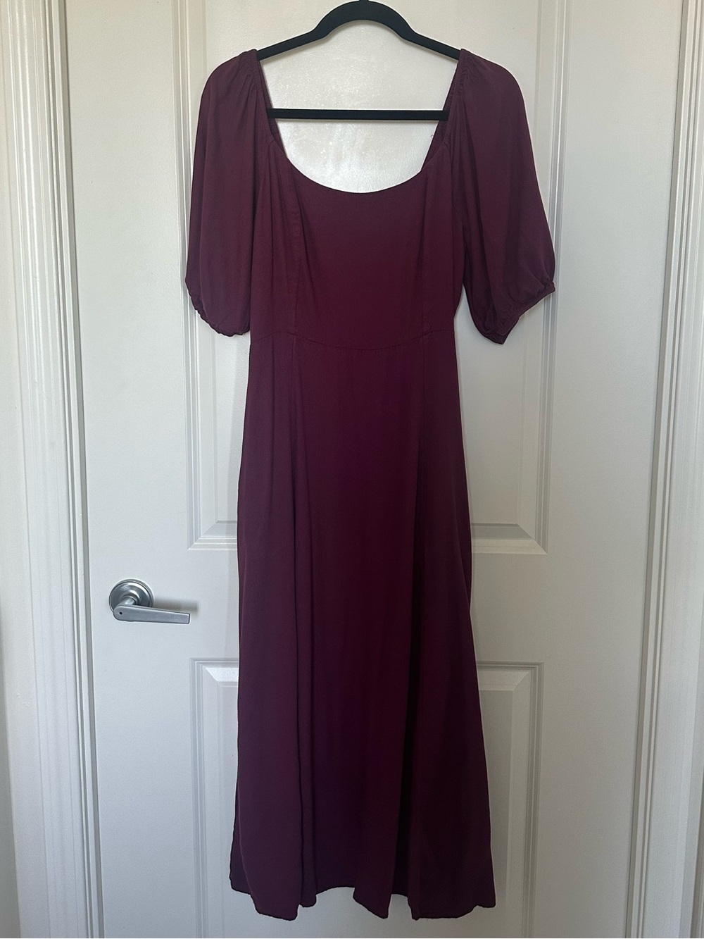 Old Navy Burgundy Puff-Sleeve Maxi Dress